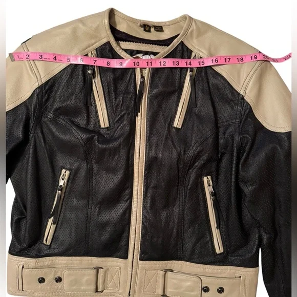 Harley Davidson Women's Cream White & Black Leather Jacket 97002-14W Size Large - Picture 2 of 13